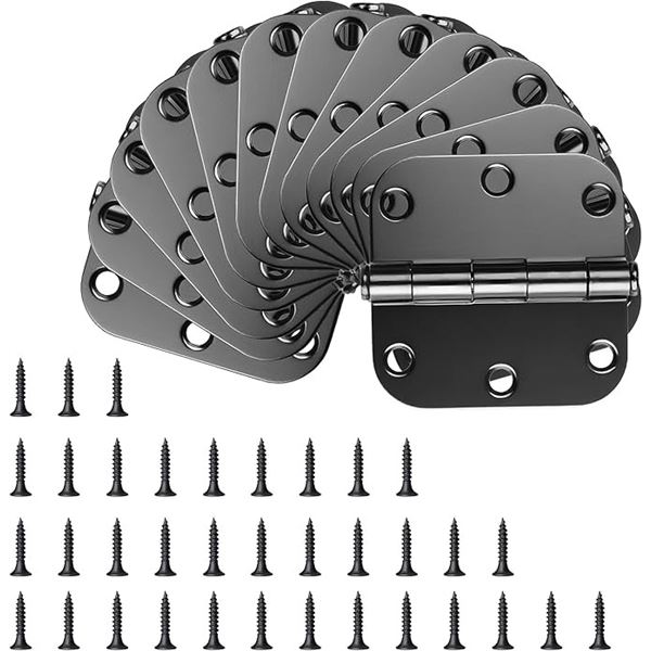24-Pack Box of 3-Inch Door Hinges (Black) Heavy Duty 6-Hole Door Hinges - Brand New!