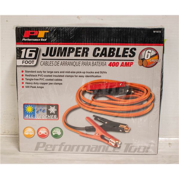 NEW PT STANDARD DUTY JUMPER CABLES 6 GUAGE 16 FOOT