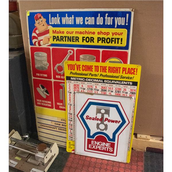 LOT OF 3 ASSORTED SIGNS - HASTINGS & SEALED POWER