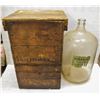 Image 1 : VINTAGE GLASS DISTILLED WATER BOTTLE W/ WOODEN