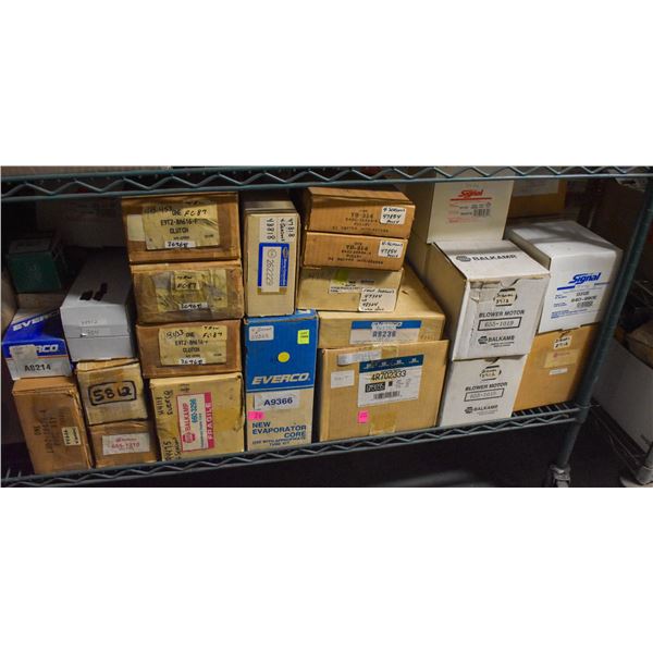 PARTIAL SHELF LOT OF ASSORTED A/C / HEATER PARTS