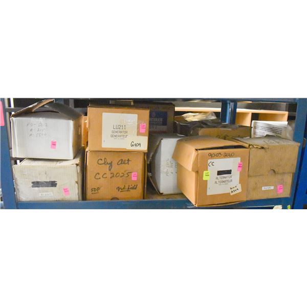 SHELF LOT OF ASSORTED ALTERNATORS & GENERATORS