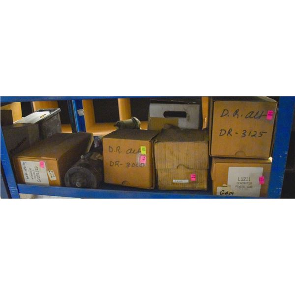 SHELF LOT OF ASSORTED STARTERS & GENERATORS