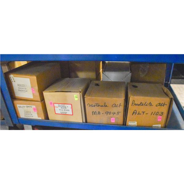 SHELF LOT OF ASSORTED ALTERNATORS & GENERATORS
