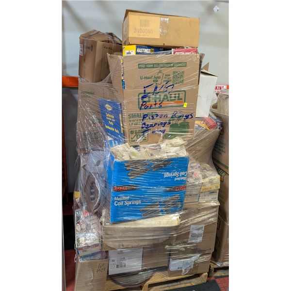 PALLET OF ASSORTED ENGINE PARTS INCL: PISTON RINGS