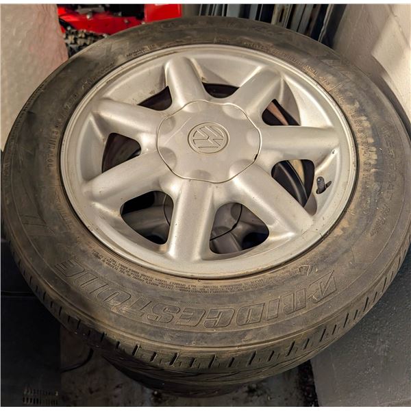 SET OF 4 VOLKSWAGEN OEM 14" 7 SPOKE WHEELS W/ WORN