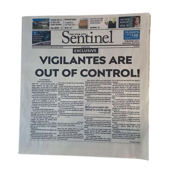 Arrow TV Series (2012-2020) - The Star City Sentinal Newspaper "Vigilantes"