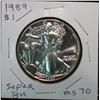 Image 1 : 50. 1989 American Eagle One Ounce Silver Dollar. Gem BU.