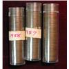 322. 1956 P, 57 P, & D Solid Date Rolls of U.S. Wheat Cents. Circulated.
