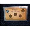 371. "Pennies of the 20th Century" Five-Piece Coin Set. Hard plastic case.
