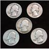 Image 1 : 573. 1935P, 36P, 42P, 43P, & 44S Washington Quarters. Circulated.