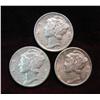 664. 1944P, 45P, & D Mercury Dimes. EF 40.