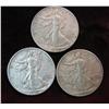 672. 1941D, 42D, & 43D Walking Liberty Half Dollars. VF-EF.