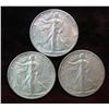 673. 1941D, 43D, & 44D  Walking Liberty Half Dollars. EF40.