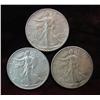 675. 1941D, S, & 43P  Walking Liberty Half Dollars. VF-EF.