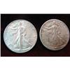 677. 1945 D & 46 D Walking Liberty Half Dollars. VF-EF.