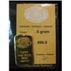 Image 1 : 798. Five Gram Gold Ingot .999 fine from Istanbul Gold Refinery. With certificate