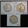 897. 1942P, 43P & 44P Walking Liberty Half Dollars. EF-AU.