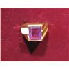 Image 1 : 962. Large Men's 10K Gold Ring with Amathest Setting.