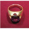 Image 2 : 965. Large Men's 10K Gold Ring with Smokey Quartz.