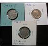 1011. 1935P, 36D & 36S Buffalo Nickels. VF