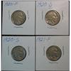 1021. 1920P, 20D, 20S & 21P Buffalo Nickels. G.