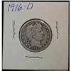 Image 1 : 1037. 1916D Barber Quarter. VG.
