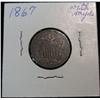 Image 1 : 1045. 1867 Rays Shield Nickel. VG Dark.