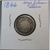 1046. 1866 Rays Shield Nickel. AG.