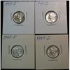 1064. 1943D AU, 44D BU, 45P Unc.& 45D AU. Mercury Dimes.