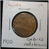 1334. 1910 Canada Large Cent. Choice BU 63 Red & Brown.