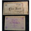Image 1 : 1542. Pair of 1940 era Counterfeit Concentration Camp notes from Germany.