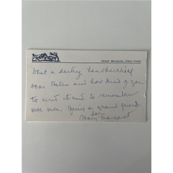 The First Lady of Radio Mary Margaret McBride signed note