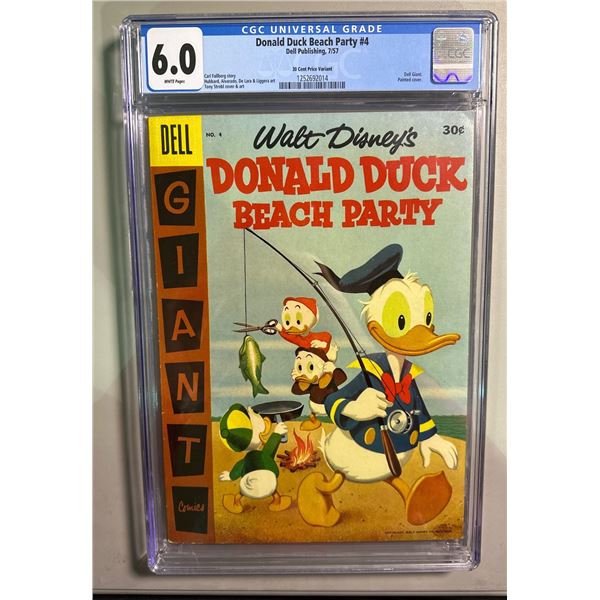 Donald Duck Beach Party #4 Dell Giant 1957 CGC 6.0 30 Cent Price Variant