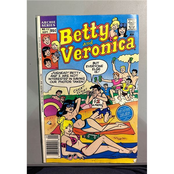 Betty and Veronica #13 Archie Comics (1988) Copper Age Bikini Beach Cover