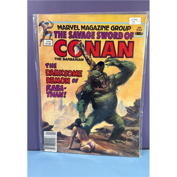 Savage Sword of Conan #84 Marvel Magazine Jan 1983 Darksome Demon of Raba
