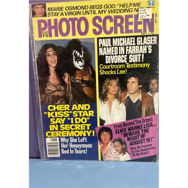 Vintage Photo Screen Magazine Sept 1978 Cher, KISS, Farrah Fawcett