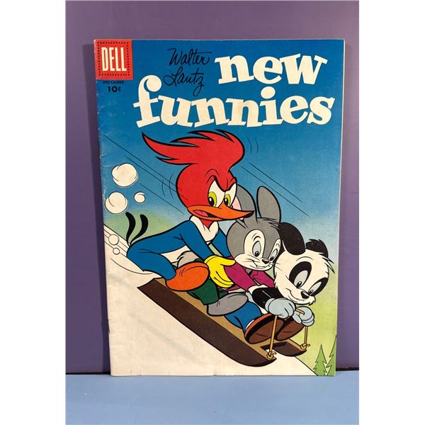 Walter Lantz New Funnies #238 (Dell, 1957) Woody Woodpecker Sledding