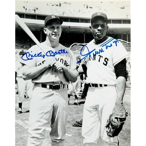 Mickey Mantle & Willie Mays facsimile signed  photo