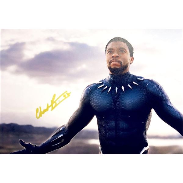 Black Panther Chadwick Boseman facsimile signed movie photo