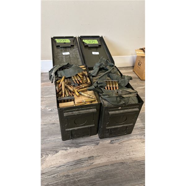 (2) METAL AMMO BOXES OF .308 AMMUNITION