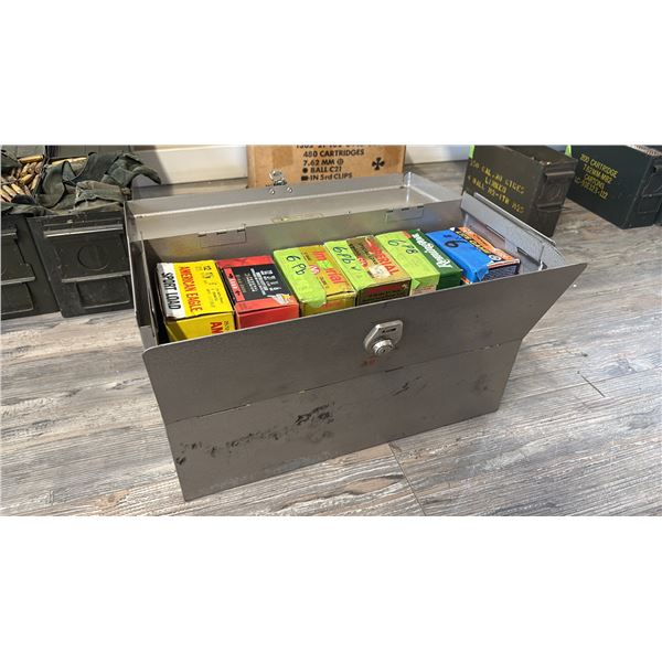METAL BOX OF ASSORTED AMMUNITION