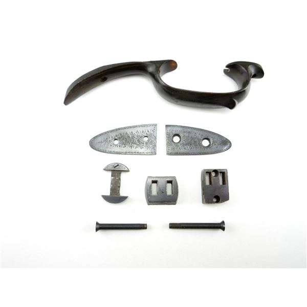 UNKNOWN VINTAGE HORN TRIGGER GUARD, CLAW MOUNT BASES AND SIDE PLATE LOT