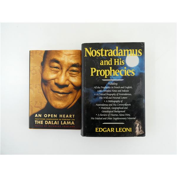 "AN OPEN HEART: PRACTICING COMPASSION IN EVERYDAY LIFE" AND "NOSTRADAMUS AND HIS PROPHECIES" BOOKS L