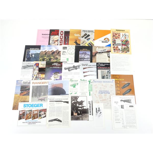 ASSORTED FIREARMS AND RIFLE SCOPES CATALOGUES / BROCHURES ETC. LOT
