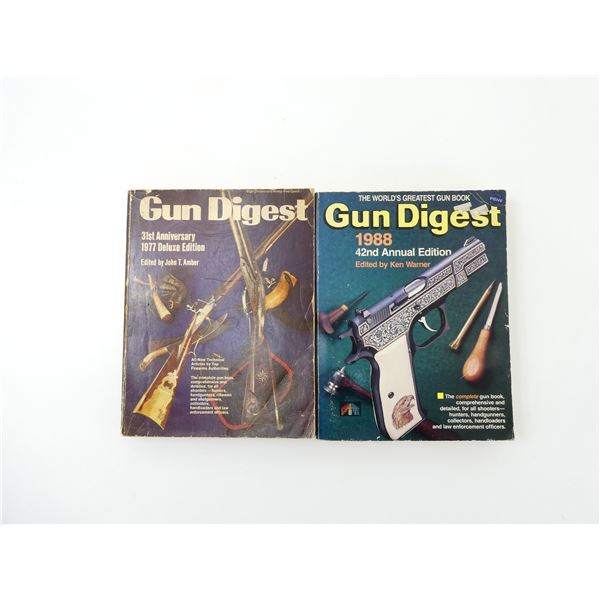 "GUN DIGEST 31ST ANNIVERSARY 1977 DELUXE EDITION" AND "GUN DIGEST 42ND ANNIVERSARY 1988 ANNUAL EDITI