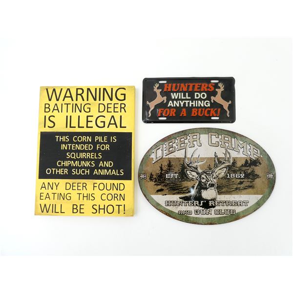ASSORTED HUNTING SIGN AND LICENSE PLATE LOT