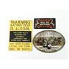 Image 1 : ASSORTED HUNTING SIGN AND LICENSE PLATE LOT