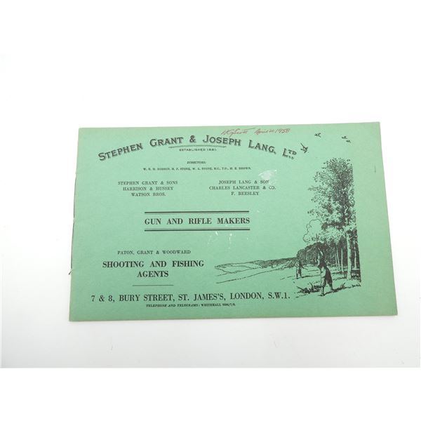 "STEPHEN GRANT & JOSEPH LANG LTD. GUN AND RIFLE MAKERS"