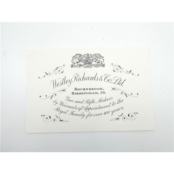 "WESTLEY RICHARDS & CO. LTD." TRADE LABEL